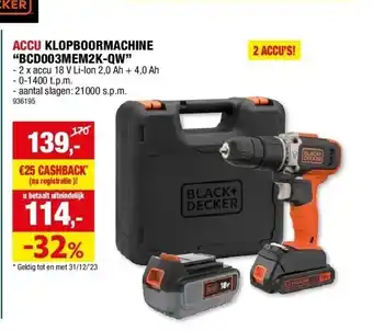 Hubo Accu klopboormachine “bcd003mem2k-qw” aanbieding