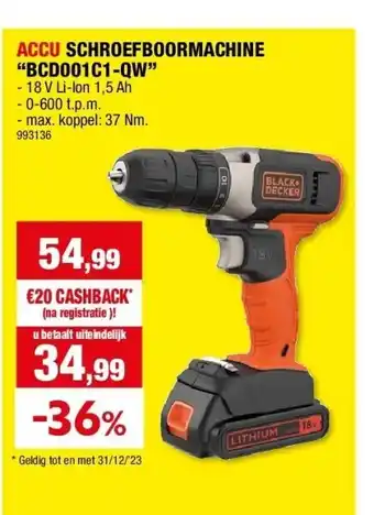 Hubo Accu schroefboormachine “bcd001c1-qw” aanbieding