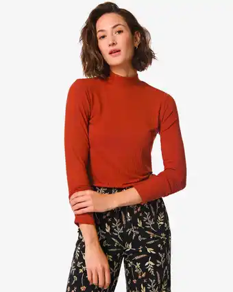 HEMA Hema dames shirt chelsea met ribbels rood (rood) aanbieding