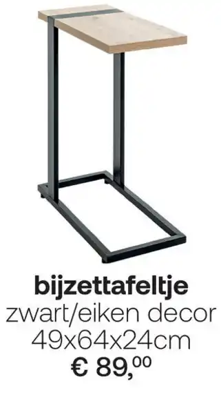 bijzettafeltje zwart eiken decor 49x64x24cm