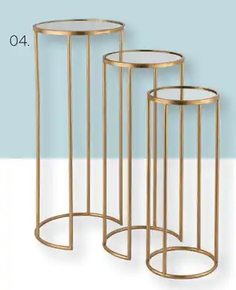bijzettafels met spiege/goud set/3