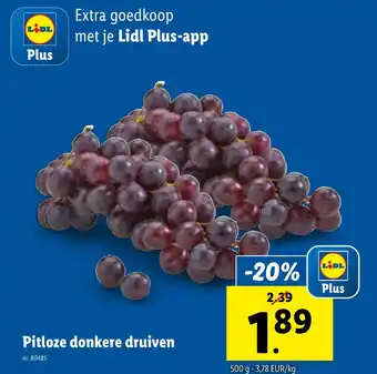 Lidl Pitloze donkere druiven aanbieding