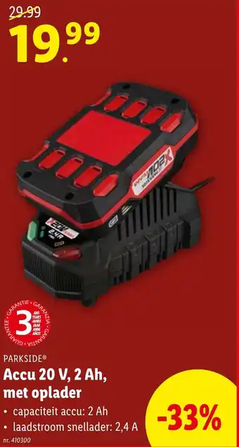 Lidl Accu 20 V, 2 Ah, met oplader aanbieding