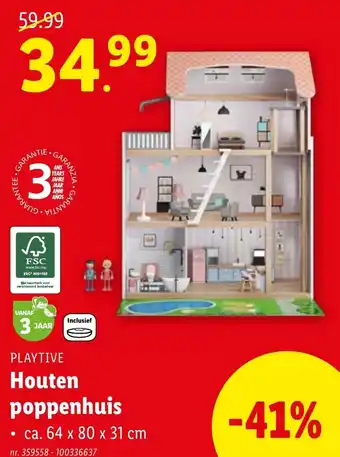 Lidl PLAYTIVE Houten poppenhuis aanbieding