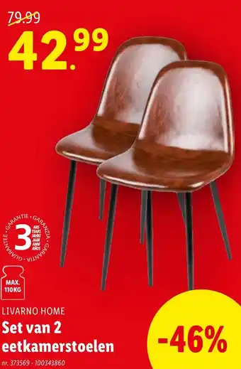 Lidl LIVARNO HOME Set van 2 eetkamerstoelen aanbieding