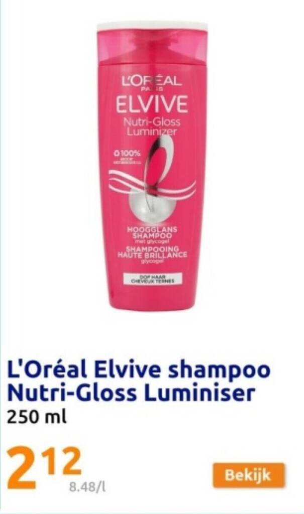 L'Oréal Elvive shampoo NutriGloss Luminiser promotie bij Action