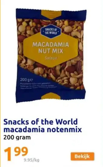 Action Snacks of the World macadamia notenmix 200 gram aanbieding