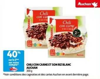 Auchan CHILI CON CARNE ET SON RIZ BLANC 300 aanbieding