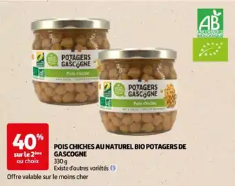 Auchan POIS CHICHES AU NATUREL BIO POTAGERS DE GASCOGNE 330 g aanbieding