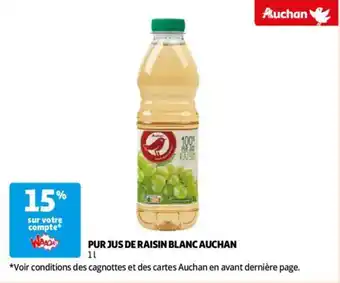 Auchan PUR JUS DE RAISIN BLANC 1 l aanbieding
