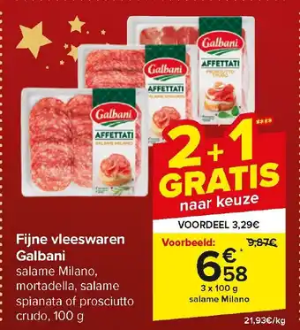 Carrefour Market Fijne vleeswaren Galbani 3 x 100 g aanbieding