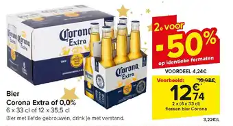Carrefour Market Bier Corona Extra of 0,0% aanbieding