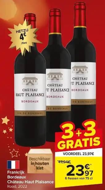 Carrefour Market Frankrijk Bordeaux Château Haut Plaisance Rood, 2022 aanbieding