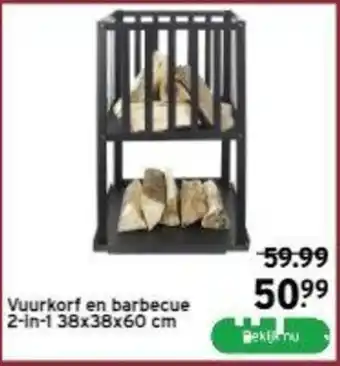 Vuurkorf en barbecue 2-in-1 38 x 38 x 60cm