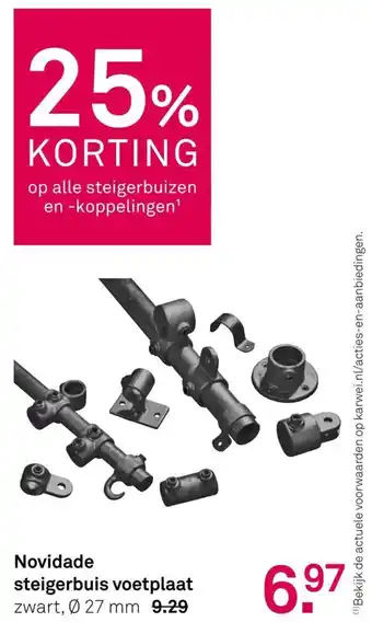 Karwei Novidade steigerbuis voetplaat zwart, Ø 27 mm aanbieding