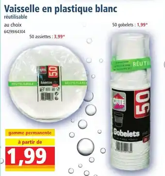 Vaisselle en plastique blanc 64299 64304