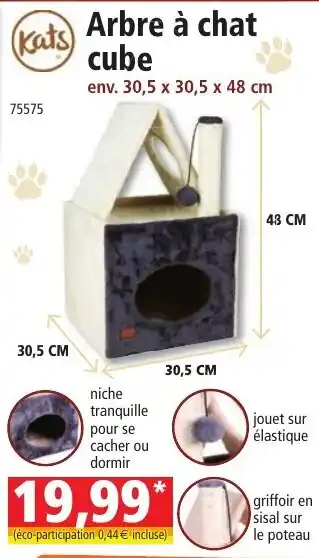 Arbre à chat cube env. 30,5 x 30,5 x 48cm