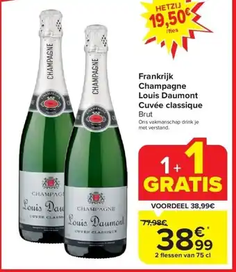 Carrefour Frankrijk champagne louis daumont cuvée classique aanbieding