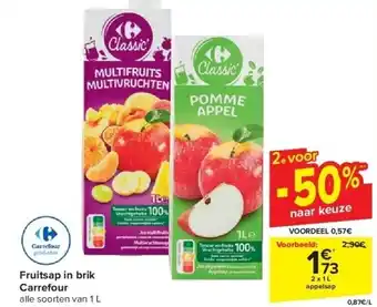 Carrefour Fruitsap in brik carrefour aanbieding