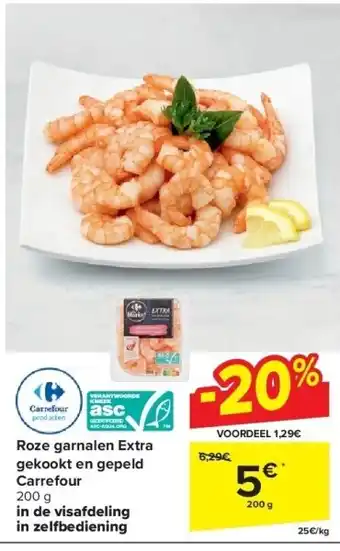 Carrefour Roze garnalen extra gekookt en gepeld carrefour aanbieding