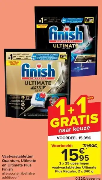 Carrefour Vaatwastabletten quantum, ultimate en ultimate plus finish aanbieding
