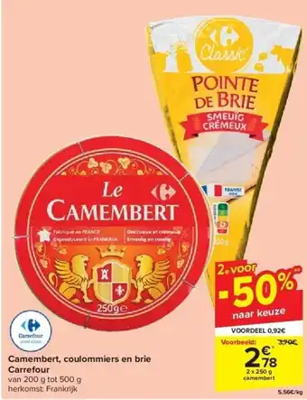 Carrefour Camembert, coulommiers en brie carrefour aanbieding