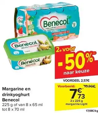 Margarine en drinkyoghurt benecol