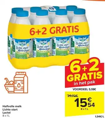 Carrefour Halfvolle melk lichte start lactel aanbieding