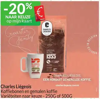 Charles Liégeois Koffiebonen en gemalen koffie 250g of 500g