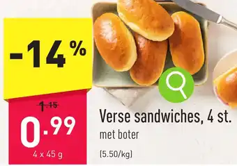 ALDI Verse sandwiches 4 x 45g aanbieding