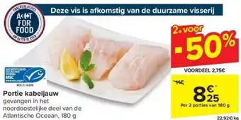 Carrefour Portie kabeljauw aanbieding