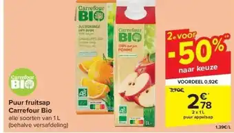 Carrefour Puur fruitsap carrefour bio aanbieding