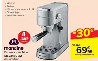 Carrefour Espressomachine mec1450-22 aanbieding