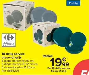 18-delig servies blauw of grijs