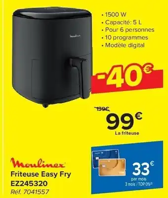 Carrefour Friteuse easy fry ez245320 aanbieding