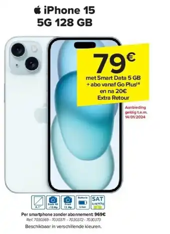 Carrefour Iphone 15 5g 128 gb aanbieding