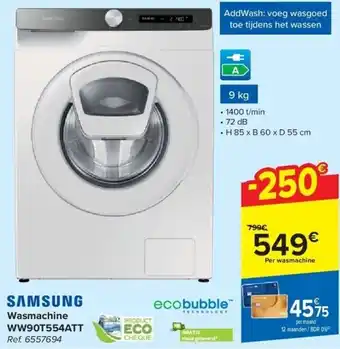 Carrefour Wasmachine ww90t554att aanbieding