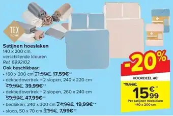 Carrefour Satijnen hoeslaken aanbieding
