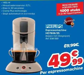 Carrefour Espressomachine hd7806/35 aanbieding