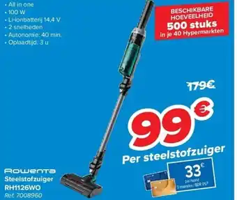 Carrefour Steelstofzuiger rh1126wo aanbieding