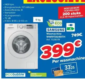 Carrefour Wasmachine ww91ta049th aanbieding