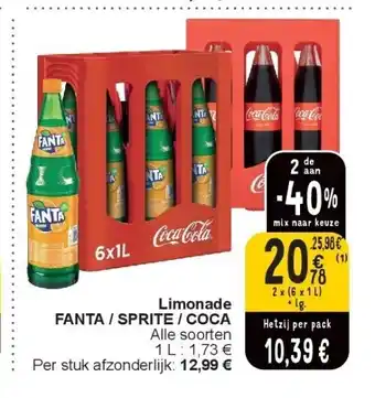 Cora Limonade fanta / sprite / coca aanbieding