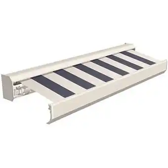 Brico Domasol zonnetent elektrisch ’Factor 30-A’ blauw/wit brede strepen 500 x 300 cm aanbieding