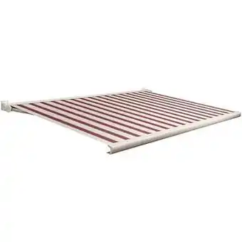 Brico Domasol zonnetent elektrisch met afstandsbediening ’Factor 20-C’ rood/witte smalle strepen 550 x 250 cm aanbieding