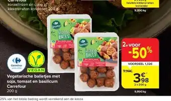Carrefour Vegetarische balletjes met soja, tomaat en basilicum carrefour 200 g aanbieding