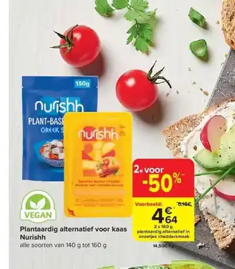Carrefour Plantaardig alternatief voor kaas nurishh aanbieding