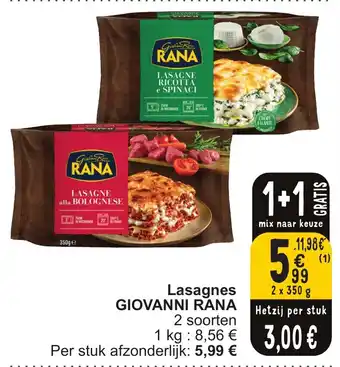 Cora Lasagnes GIOVANNI RANA 2 x 350g aanbieding