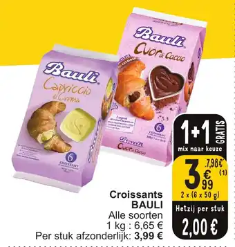 Cora Croissants BAULI 2 x (6 x 50g) aanbieding