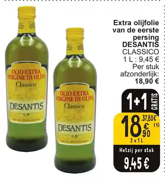 Cora Extra olijfolie van de eerste persing DESANTIS CLASSICO 2 x 1L aanbieding