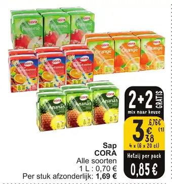Cora Sap CORA 4 x (6 x 20cl) aanbieding